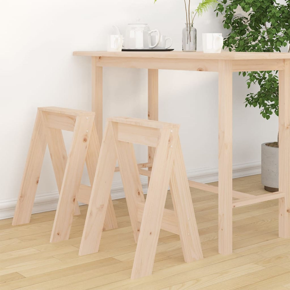 2er Set Hocker Kiefer Massivholz 40x40x60 cm