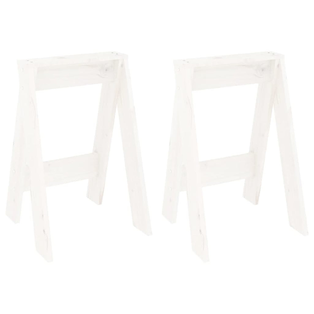 2er Set Hocker Weiß Kiefer Massivholz
