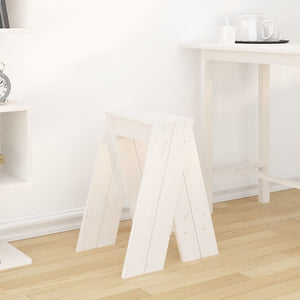 2er Set Hocker Weiß Kiefer Massivholz