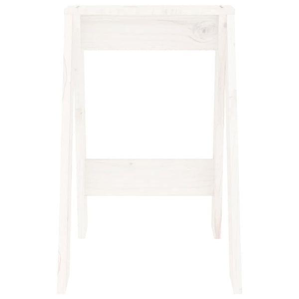 2er Set Hocker Weiß Kiefer Massivholz