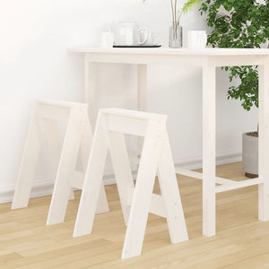 2er Set Hocker Weiß Kiefer Massivholz