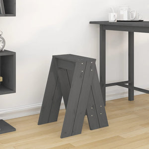 2er Set Hocker Grau Kiefer Massivholz 40x60cm