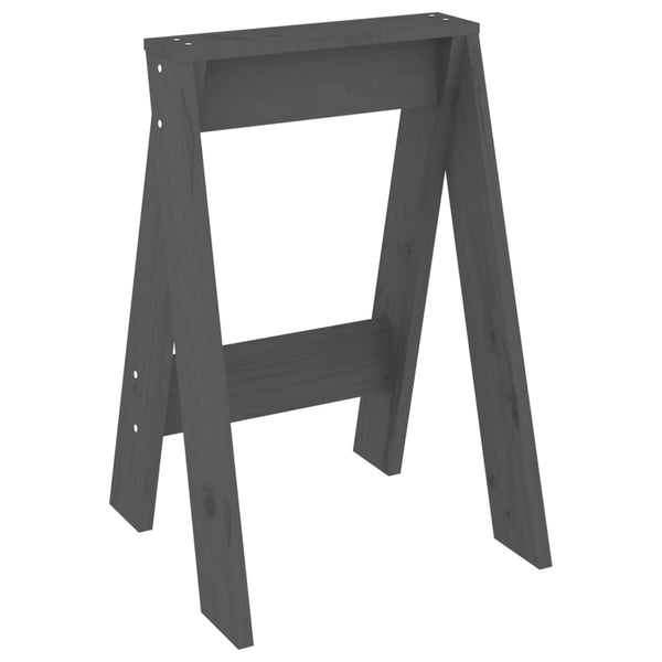 2er Set Hocker Grau Kiefer Massivholz 40x60cm