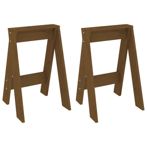 2er Set Hocker Honigbraun Kiefer Massivholz