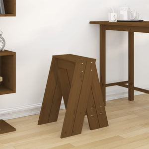 2er Set Hocker Honigbraun Kiefer Massivholz