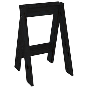 Hocker 2er Set Schwarz Kiefer Massivholz 40x60cm