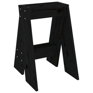 Hocker 2er Set Schwarz Kiefer Massivholz 40x60cm