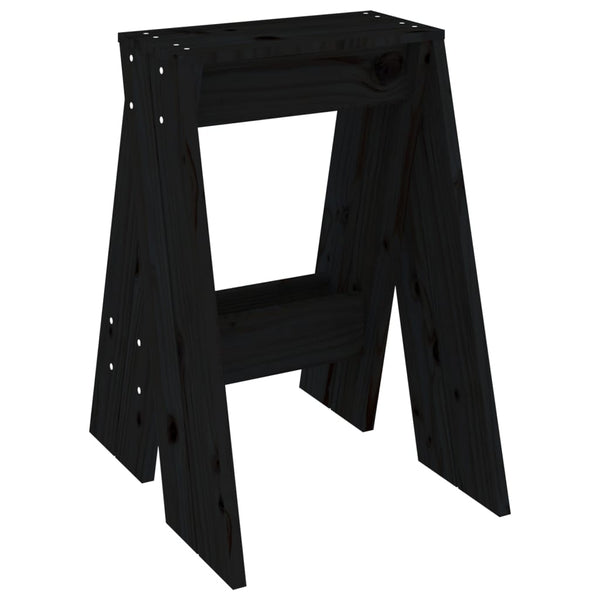 Hocker 2er Set Schwarz Kiefer Massivholz 40x60cm