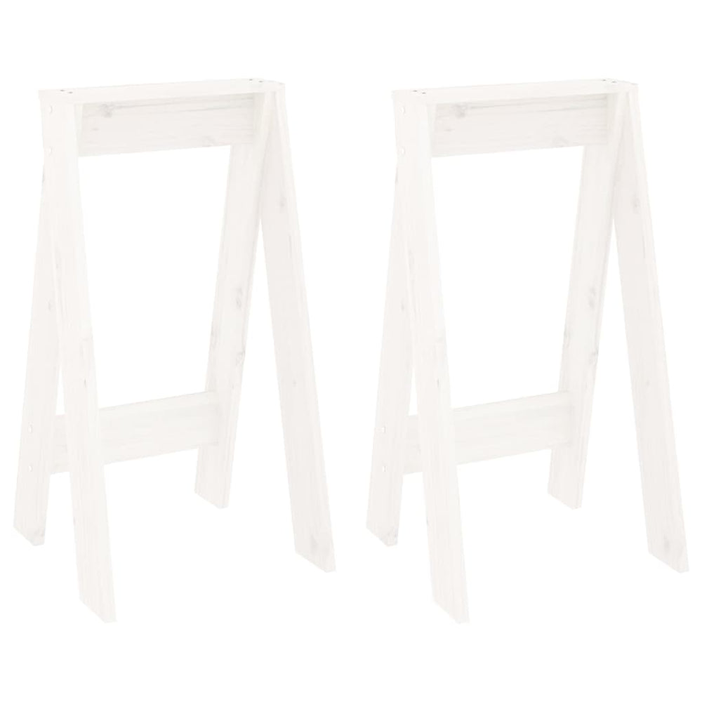 2er Set Hocker Weiß Kiefer Massivholz 40x40x75 cm