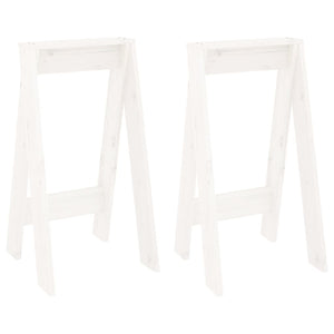 2er Set Hocker Weiß Kiefer Massivholz 40x40x75 cm
