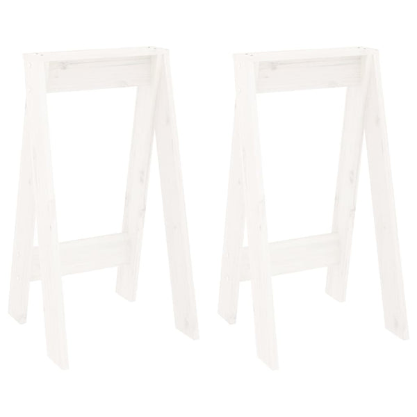 2er Set Hocker Weiß Kiefer Massivholz 40x40x75 cm