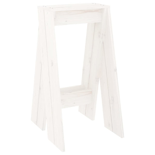 2er Set Hocker Weiß Kiefer Massivholz 40x40x75 cm