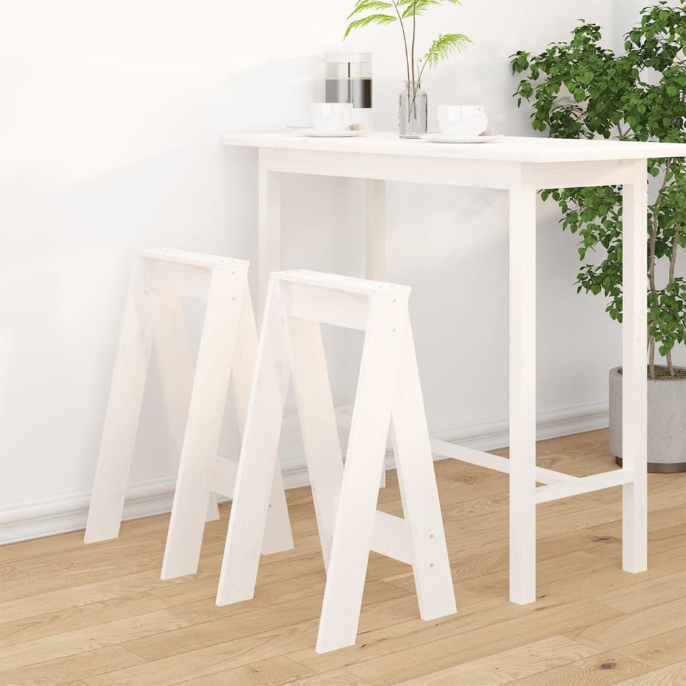 2er Set Hocker Weiß Kiefer Massivholz 40x40x75 cm