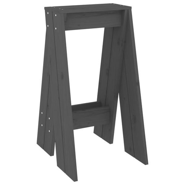 Hocker 2er Set Grau Kiefer Massivholz 40x75cm