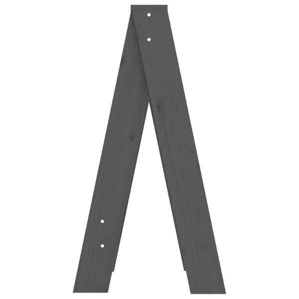 Hocker 2er Set Grau Kiefer Massivholz 40x75cm