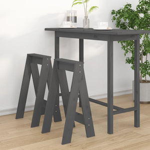 Hocker 2er Set Grau Kiefer Massivholz 40x75cm