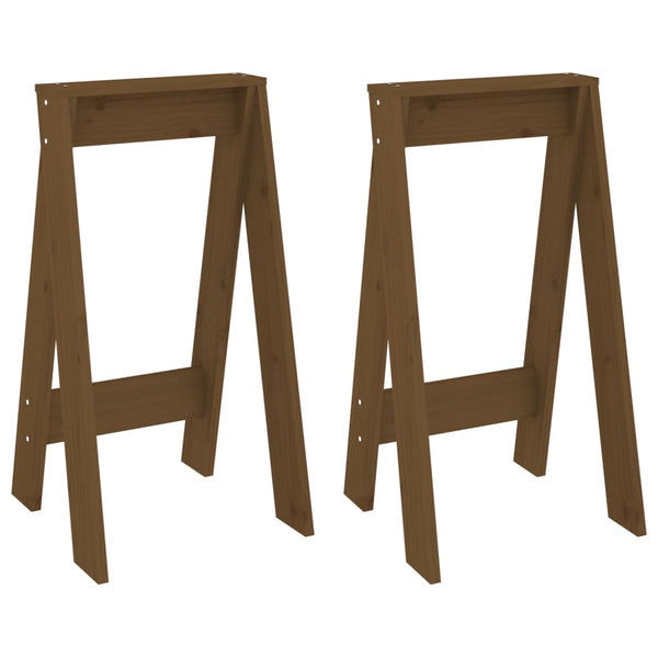 Hocker 2er Set Honigbraun Kiefer Massivholz