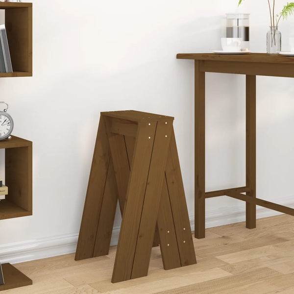 Hocker 2er Set Honigbraun Kiefer Massivholz