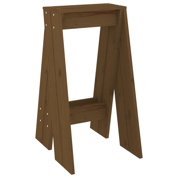 Hocker 2er Set Honigbraun Kiefer Massivholz