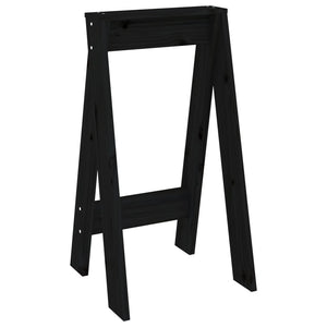 Hocker 2er Set Schwarz Kiefer Massivholz