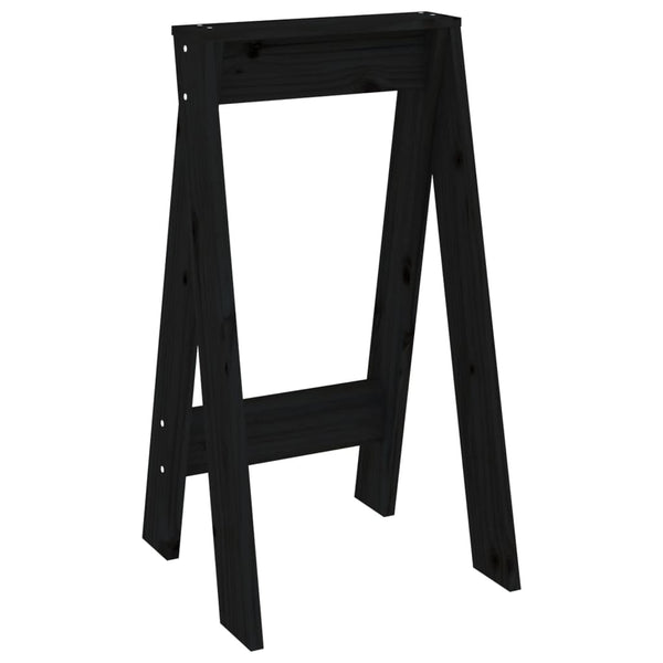 Hocker 2er Set Schwarz Kiefer Massivholz