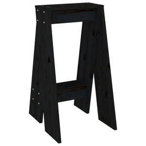 Hocker 2er Set Schwarz Kiefer Massivholz
