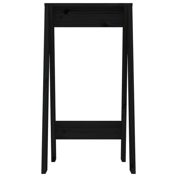 Hocker 2er Set Schwarz Kiefer Massivholz