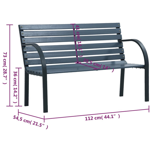 vidaXL Banc de jardin gris 112 cm en bois de sapin massif