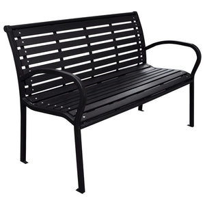 Schwarze Gartenbank 116 cm Stahl/WPC