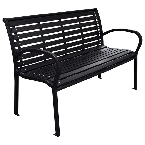 Schwarze Gartenbank 116 cm Stahl/WPC