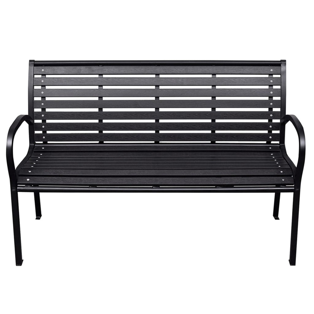 Schwarze Gartenbank 116 cm Stahl/WPC