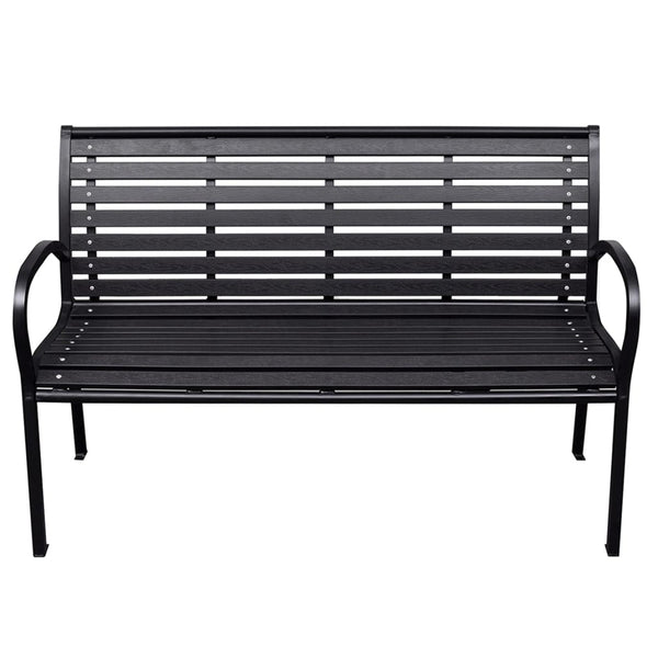 Schwarze Gartenbank 116 cm Stahl/WPC