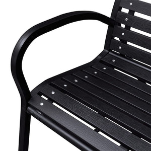 Schwarze Gartenbank 116 cm Stahl/WPC