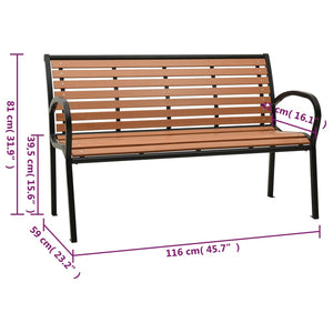 vidaXL Banc de jardin noir et marron 116 cm en acier et WPC