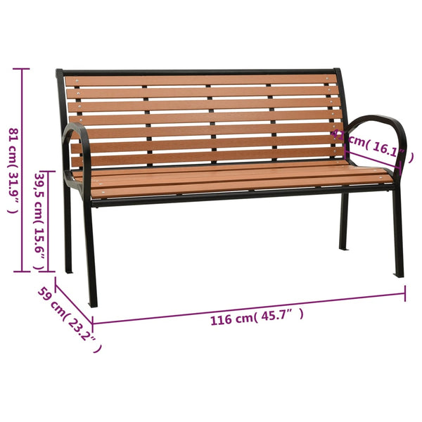 vidaXL Banc de jardin noir et marron 116 cm en acier et WPC