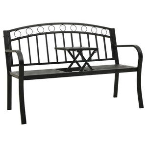 Gartenbank mit Tisch Schwarz 120 cm