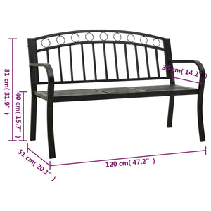 Gartenbank mit Tisch Schwarz 120 cm