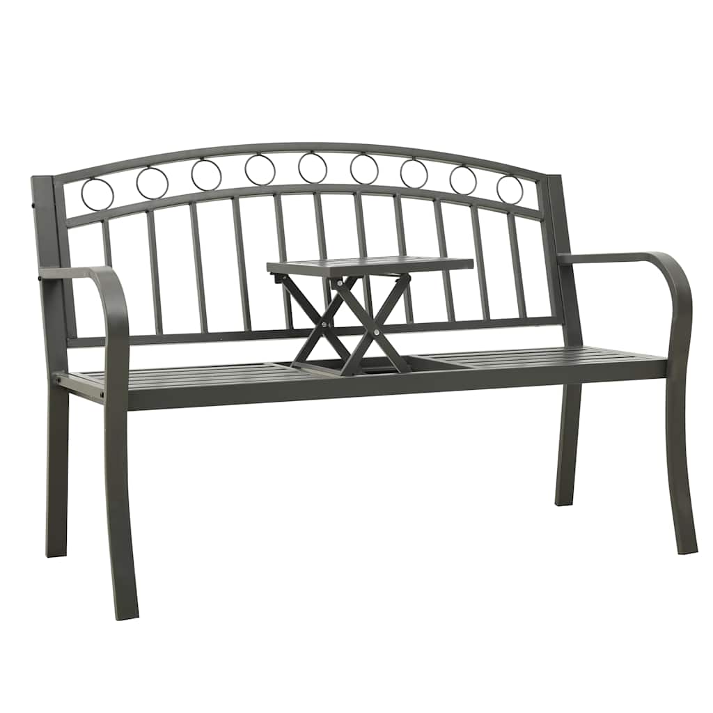 Gartenbank mit Tisch Grau 120 cm