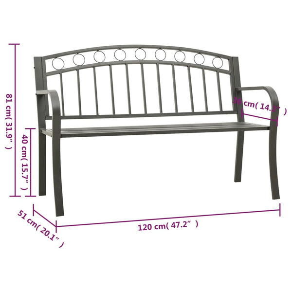 Gartenbank Grau Stahl 120 cm