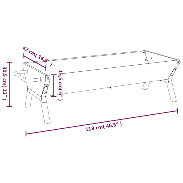 Edelstahl Grill Silber 118 cm