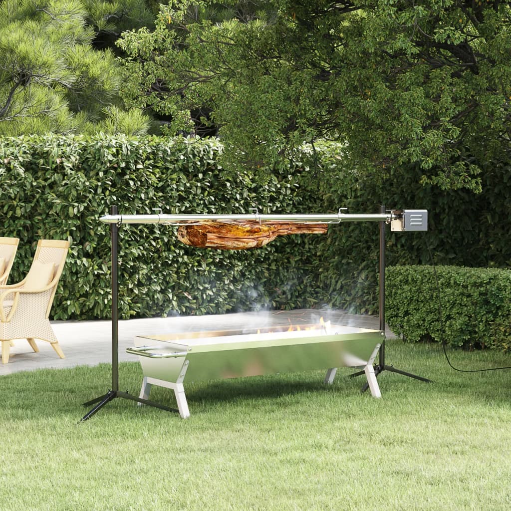 Edelstahl Grill Silber 118 cm