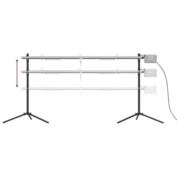vidaXL Tournebroche automatique avec moteur Acier inoxydable 150x46,5x82,5 cm