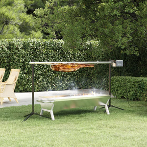 vidaXL Tournebroche automatique avec moteur Acier inoxydable 150x46,5x82,5 cm