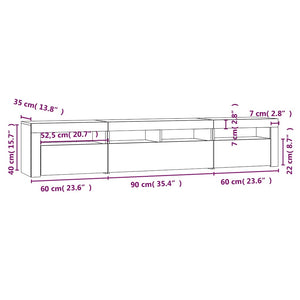 TV-Schrank mit LED-Leuchten Braun Eichen-Optik 210x35x40 cm
