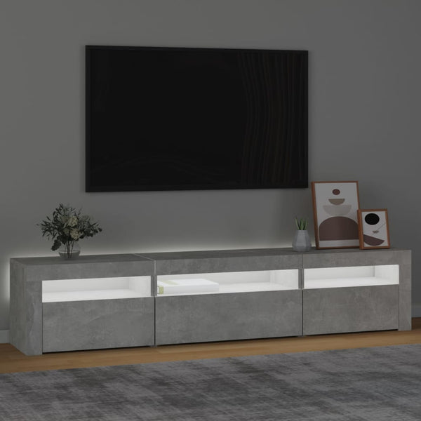 TV-Schrank mit LED-Leuchten Betongrau 195x35x40 cm