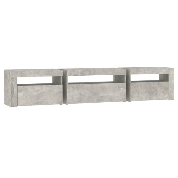 TV-Schrank mit LED-Leuchten Betongrau 195x35x40 cm