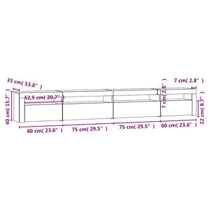 TV-Schrank mit LED-Leuchten Betongrau 270x35x40 cm
