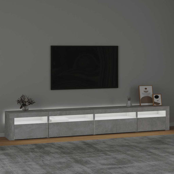 TV-Schrank mit LED-Leuchten Betongrau 270x35x40 cm