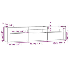 TV-Schrank mit LED-Leuchten Weiß 180x35x40 cm