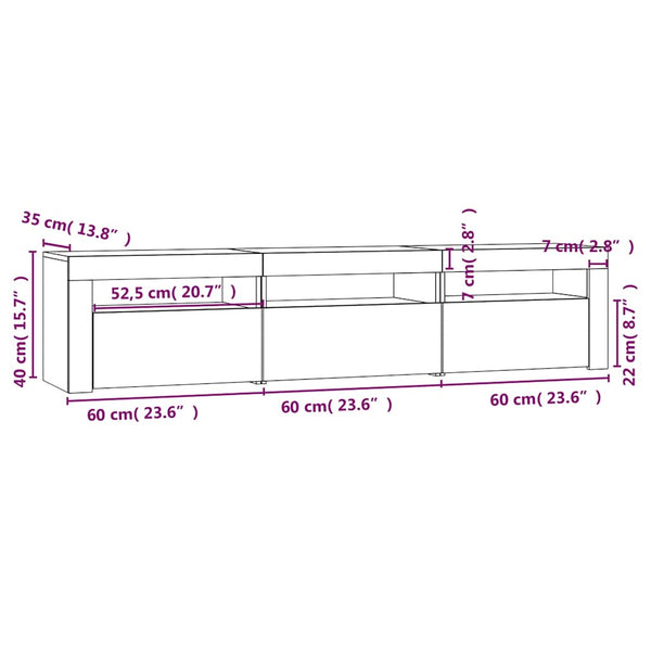 TV-Schrank mit LED-Leuchten Weiß 180x35x40 cm